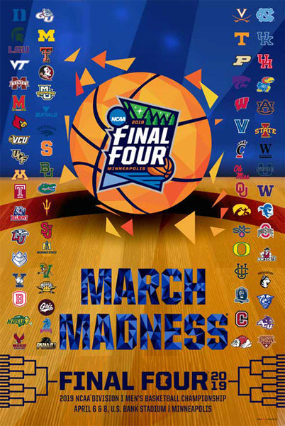 NCAA March Madness 2019 Men's Basketball Championships Official Poster (68-Team Field) - ProGraphs