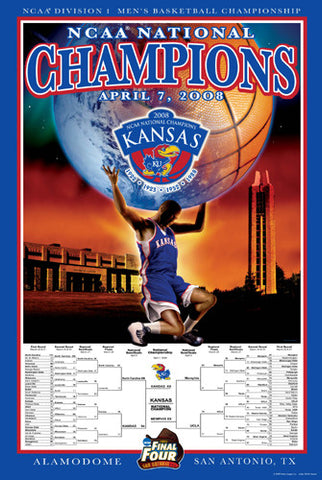 Kansas Jayhawks Men's Basketball 2008 National Champions Poster - Action Images