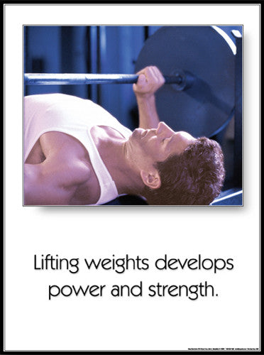 Barbell Bench Press "Power and Strength" Fitness Strength Training Motivational Poster - Fitnus