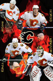 Calgary Flames "Four Stars" NHL Action Poster (iginla, Kiprusoff, Regehr, Leopold) - Costacos 2005