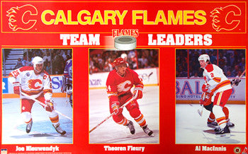 Calgary Flames "Team Leaders" Poster (Nieuwendyk, Fleury, MacInnis) - Starline 1993