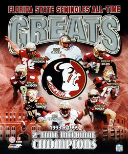 Florida State Seminoles Football "All-Time Greats" (8 Legends, 2 Championships) Premium Poster Print - Photofile Inc.