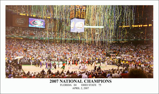 Florida Gators Basketball 2007 National Championship Game Night Panoramic Poster Print