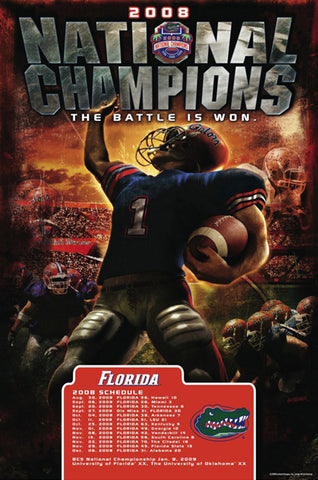 Florida Gators Football "Battle Won" (2008 National Champions) Commemorative Poster - Action Images