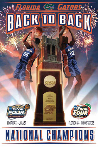Florida Gators NCAA Men's Basketball Back to Back Champs (2006-2007) Commemorative Poster