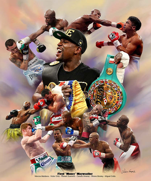 Floyd "Money" Mayweather Boxing Career Collage Premium Poster Print - Wishum Gregory