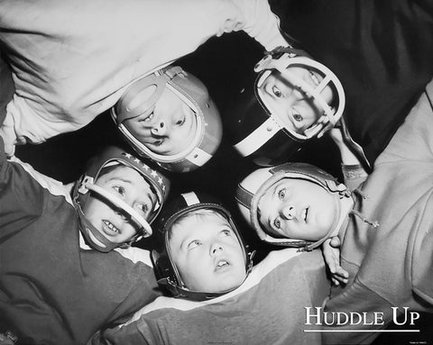 Kids Football "Huddle Up" Classic Black-and-White 16x20 Poster - Image Source