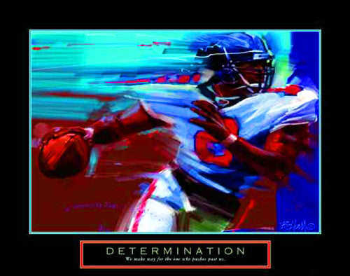 Football "Determination" (Scrambling QB) Motivational Poster - Front Line