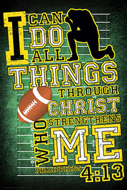 Football Prayer (Philippians 4:13) Christian Athlete Motivational Poster - Slingshot