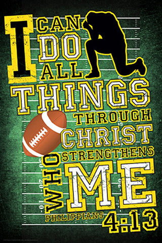 Football Prayer (Philippians 4:13) Christian Athlete Motivational Poster - Slingshot