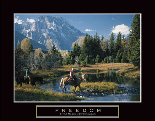 Horseback Riding "Freedom" Motivational Poster Print - Front Line