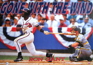 Ron Gant "Gone With the Wind" Atlanta Braves MLB Action Poster - Costacos 1992