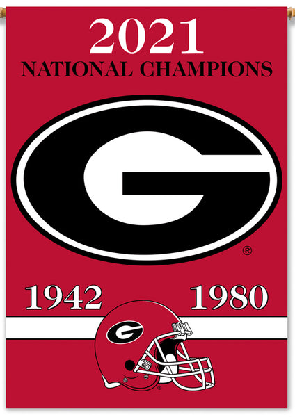 Georgia Bulldogs Football Three-Time NCAA National Champions (1942, 1980, 2021) Premium Wall Banner - BSI