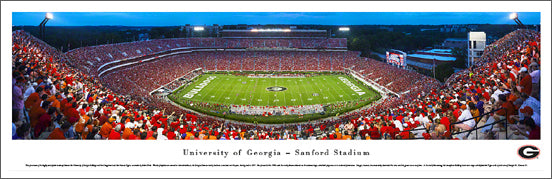 Georgia Bulldogs Football Sanford Stadium Game Night Panoramic Poster Print - Blakeway