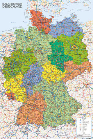 Map of Germany Wall Chart Poster - GB Eye