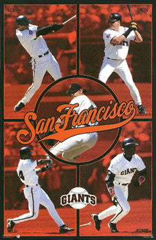 San Francisco Giants "Superstars" Poster (Bonds, Kent, Snow, Beck, Hill) - Costacos 1997
