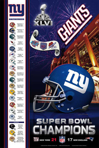 New York Giants Super Bowl XLVI Champions Commemorative Poster - Action  Images 2012
