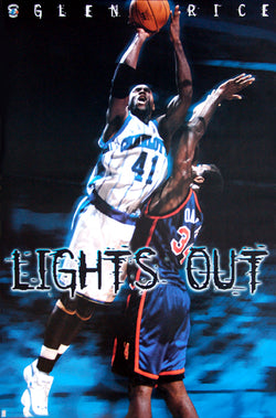 Glen Rice "Lights Out" Charlotte Hornets NBA Action Poster - Costacos 1997