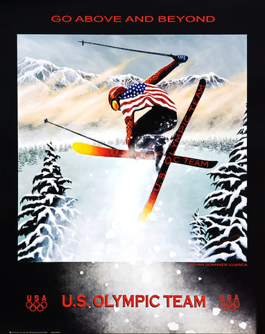 Olympic Freestyle Skiing "Go Above and Beyond" Poster by Susan Sommer-Luarca - Fine Art Ltd.