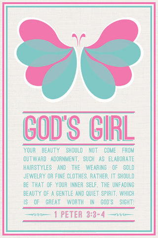 God's Girl (1 Peter 3:3-4) Christian Inspiratonal Poster - Slingshot Publishing
