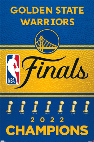 Golden State Warriors Seven-Time NBA Champions Commemorative Wall Poster - Costacos 2022