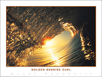 Surfing "Golden Sunrise Curl" California Classic Poster Print - Creation Captured