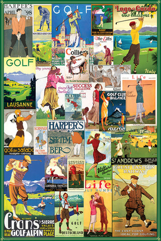 Golf Posters Collage (25 Vintage Classic Reproductions) Poster - Eurographics Inc.