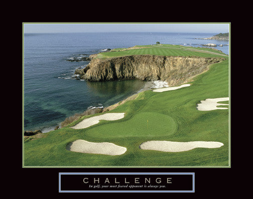 Golf "Challenge" (Oceanside Hole) Motivational Poster - Front Line
