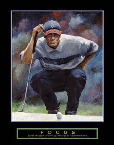 Golf "Focus" Motivational Art Poster Print (Tiger Woods Style by T.C. Chui) - Front Line