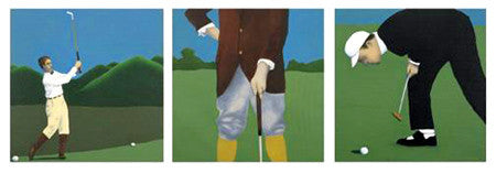 "Golf Guys" Vintage-Style Art Triptych by Vincent Scilla
