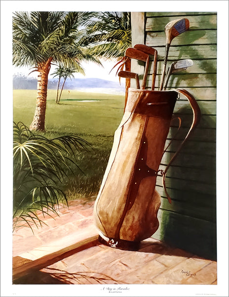 Golfing "A Day In Paradise" Classic Golf Art Poster Print by Ronald Lewis - Directional Publishing