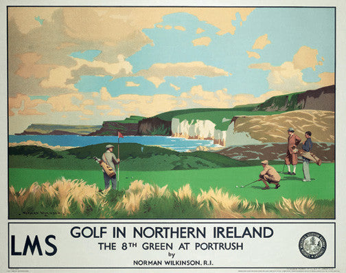 Royal Portrush Golf 1940s-Era Vintage Travel Poster Reproduction - Front Line