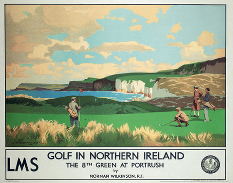 Royal Portrush Golf 1940s-Era Vintage Travel Poster Reproduction - Front Line
