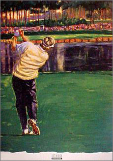 Golfing "Challenge" Premium Golf Art Poster - Scott Medlock 1999
