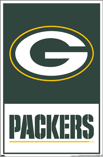Green Bay Packers Official NFL Football Team Logo and Script Poster - Costacos Sports
