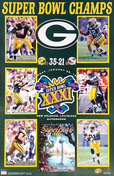 Green Bay Packers Super Bowl XXXI Champions Commemorative Poster- Star –  Sports Poster Warehouse