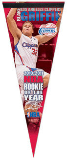 Blake Griffin 2010-11 NBA Rookie of the Year L.A. Clippers Felt Collector's Pennant