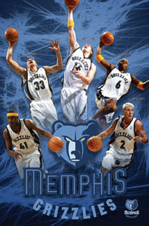 Memphis Grizzlies "Five Stars" NBA Basketball Action Poster - Costacos 2005
