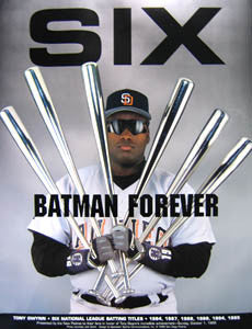 Tony Gwynn "Batman Forever" Six Batting Titles Commemorative Poster - San Diego Padres
