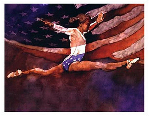Gymnastics Glory USA Classic Olympic Sports Poster Print - Front Line
