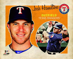 Josh Hamilton "Retro SuperCard" Texas Rangers Premium Poster - Photofile 16x20