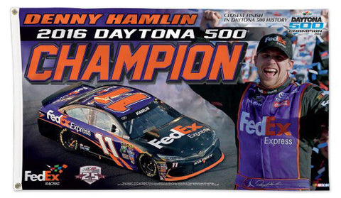 Denny Hamlin 2016 Daytona 500 Champion Official NASCAR Deluxe-Edition 3'x5' Flag - Wincraft
