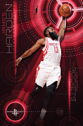 James Harden "Soaring" Houston Rockets NBA Basketball Poster - Trends 2016