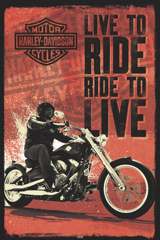 Harley-Davidson Motorcycles "Live to Ride, Ride to Live" Poster - Pyramid International