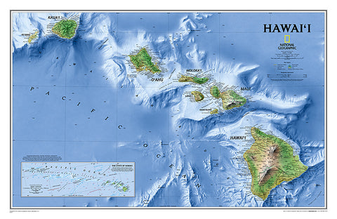 Map of Hawaii National Geographic Classic Edition 20x31 Wall Map Poster - NG Maps