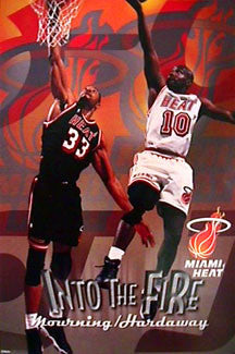 Miami Heat "Into the Fire" Poster (Alonzo Mourning, Tim Hardaway) - Costacos 1998