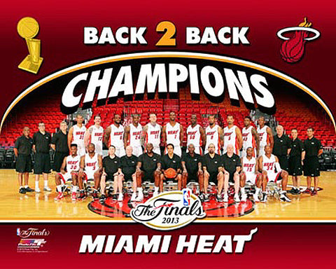 Miami Heat "Back-To-Back" 2013 NBA Champions Team Composite Poster Print - Photofile 16x20
