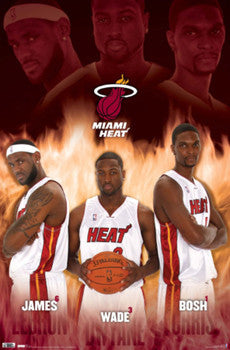 Miami Heat "Ultimate Trio" (LeBron, Wade, Bosh) Poster - Costacos 2010