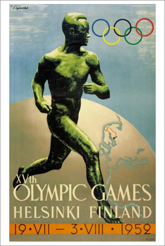 Helsinki Finland 1952 Summer Olympic Games Official Poster Reprint - Olympic Museum