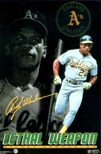 1979-1985 RICKEY HENDERSON #35 ~ AUTOGRAPHED SIGNED 16 x 20 GLOSSY POSTER  BOARD
